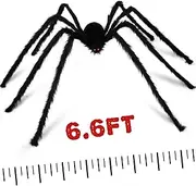Giant Spider Decoration, Halloween Decorations Outdoor Large Spider Props 6.6 FT 200CM, Scary Halloween Spider Decoration, Black Furry Hairy Big Spider Decoration - Black