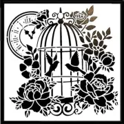 CRAFTBUG STENCIL EXTRA LARGE LAYERING STENCIL 30CM X 30CM ~BIRD CAGE