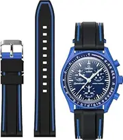 [Yhmoo] Rubber WatchBands for Moonswatch Watch,double colors Soft Silicone Strap Compatible with Omega x Swatch MoonSwatch Speedmaster 20mm Watch,Quick Release Waterproof Replacement Strap for Swatch