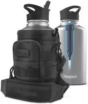 Half Gallon 64oz Water Bottle with Straw Lid Filter System + Carrying Strap Bag