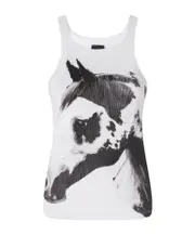 Pinko X Patrick McDowell Horse Print Ribbed Vest XXS,S,XL,XS,L,M White