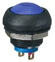 Apem MINIATURE PUSH BUTTON SWITCH 100mA Momentary SPST, Solder Lug, Round BLUE