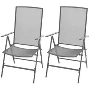 Stackable Garden Chairs 2 pcs Steel Grey vidaXL
