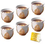 Mirra Coffee Cup Set of 6 with Holders, Turkish Arabic Greek Coffee Cups, 1.8 oz