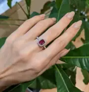 1.50 Ct Octagon Natural Ruby Sapphire Diamond Wedding Ring14K solid white gold