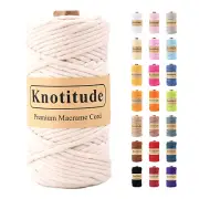 KNOTITUDE 4MM x 109Yards Single wisted Braided 100% Pure Cotton Macrame Cord
