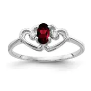 Solid 14k White Gold 5x3mm Oval Simulated Garnet A CZ Ring