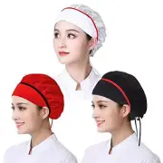 2pcs Chef Hats Adjustable & Reusable Black & Red & White Mash Hat(pack of 3)