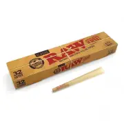 Raw Classic 1 1/4 Cones 32 Pack Natural Unrefined Pre Rolled Paper Cone