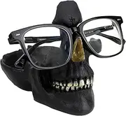 Mrlikale Skull Glasses Stand, Creative Eyeglasses Rack, Sunglasses Spectacle Display, Key Holder Resin Sculptures for Entryway, Home, Office, Desk, Nightstand (Black)