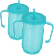 Ipetboom 2Pcs Spill Sippy Cups for Adults Antichoke Design Bedridden Patient Friendly Drinking Cup with Straw Handles for Easy Liquid Consumption and Moderate