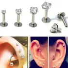 Stainless Steel CZ Helix Labret Cartilage Tragus Ear Lip Bar Stud Piercing