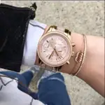 MICHAEL KORS MK6307 38MM玫瑰金三環淺粉壓克力/不鏽鋼鍊錶