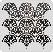 BENECREAT 12x12inch Plastic Large Modern Art Deco Stencils, Geometric Floral Pattern Painting Stencils for Walls Furniture Floors