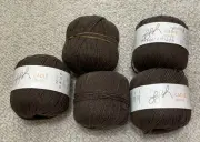 LLH Cadiz Yarn Cotton Blend 50g Skein Brown 033 Made In Italy Lot Of 5 New