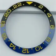 38mm Ceramic GMT Bezel Ring Blue Black Slope Yellow Font for SUB Watch