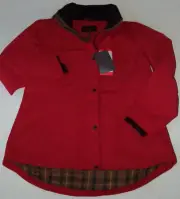 NWT Pendleton Classic RED Hi-Low Hem Zip Jacket Coat Ladies M Brown PLAID LINING