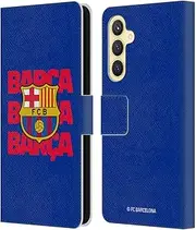 Head Case Designs Officially Licensed FC Barcelona Barca Crest Graphics Leather Book Wallet Case Cover Compatible with Samsung Galaxy S23 FE 5G