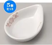 Set of 5, Ceramic Spoons, Flower Arabesque (Pink), Egg Cradle, 3.0 x 2.0 inches (7.5 x 5.2 cm), Reinforced Western Tableware, Cafes, Restaurants, Restaurants, Commercial Use