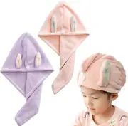 2 packs of turban towel super absorbent and quick-drying hair towel, cute shower cap