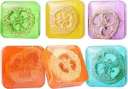 100g Handmade Essential Oil Loofah Soap, 6 color pack, Turmeric Loofah soap, Kojic Acid Loofah soap, Aloe vera soap,Ocean, Lemon soap, Lavender soap