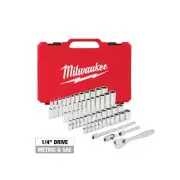 Milwaukee Drive SAE/Metric Ratchet 1/4" And Socket Mechanics Tool Set (50-Piece)