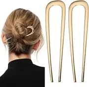 2 Pcs Metal French Hair Pins, French Twist Hair Pin for Buns, U Shaped French Pins for Women Girls, Hair Sticks, Hair Fork