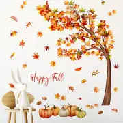 Full Large Wall Stickers Autumn Maple Tree Pumpkin Wall Decals Sticker Removable