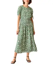 Whistles Smocked Midi Dress 6 UK/2 US