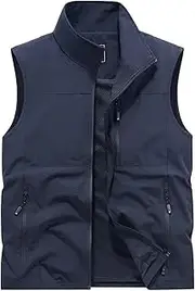 [YAKXIUEU] Man Vest Multi-Pocket Men Men's Clothes Sleeveless Clothing