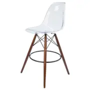 SK Designer Living | Replica Eames DSW Stool | Clear & Walnut