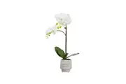 Glamorous Fusion Orchid 52cm White Artificial Faux Plant Decorative Arrangement In Concrete Pot
