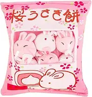 SHDZKJ Cute Bag of Cherry Blossom Bunnies Plush Toy Soft Throw Pillow Stuffed Animal Toys Creative Gifts Room Decor