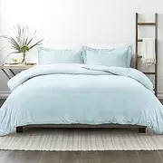 Simply Soft Ultra Soft Thatch Patterned 3 Piece Duvet Cover Set, Queen, Aqua