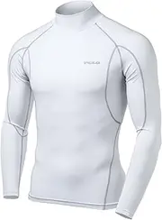[TSLA] Men's Cool Dry Fit Mock Long Sleeve Compression Shirts, Athletic Workout Shirt, Active Sports Base Layer T-Shirt