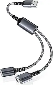 Itramax USB Splitter 1 in 2 Out 0.3M,USB Y Cable,Double USB Adapter,USB Male to Two Female Extension Cord,Dual Port Extender Hub,Data Power Charger Split for TV,PC,Laptop,MacBook,Keyboard,PS4,PS5