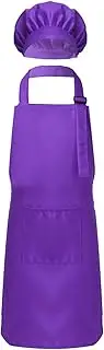 TiaoBug Kids Apron and Chef Hat Set Cook Adjustable Bib Apron with Packet Hat Outfit for Kitchen Cooking Baking