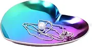 [TopHomer] Stainless Steel Jewelry Storage Tray, Small Trinket Pallet, Ring Necklace Storage Plate Home Decor Dish, Heart-shaped, Colorful