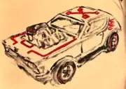 Original Art On Canvas Hot Wheels Redline Chrome AMC AMX Gremlin Grinder