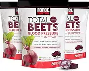Force Factor Total Beets Blood Pressure Support Supplement, Beets Supplements with Beets Powder, Great-Tasting Beets Chewables for Heart-Healthy Energy, and Increased Nitric Oxide, 180 Chews, 3-Pack