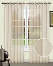 Poly-Linen Tie Top Curtain 100x200cm Linen 1pc
