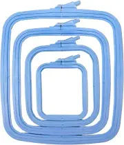 Nurge Blue Plastic Square Embroidery Hoop, Cross Stitch Hoops, Punch 4 Pcs Set