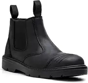 [Clitenk] Steel Toe Boots for Men Waterproof, 6" Oiled Full Grain Leather Slip on Work Boots, Non-Slip, Puncture-Proof, Breathable, Comfortable Outdoor Lightweight Mens Work Boots