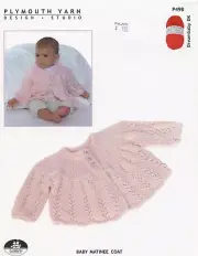 Baby Matinee Coat - Plymouth Yarn Knitting Pattern P498 Dreambaby DK Newborn-6mo