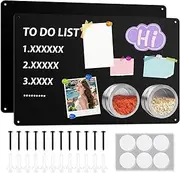 ALANGDUO Pack of 2 Magnetic Boards, Black, 42 x 30 cm Magnetic Board, Magnetic Board, Magnetic Chalkboard for Presenting Notes, Photos, Spice Jars, for Home, Office, Kitchen