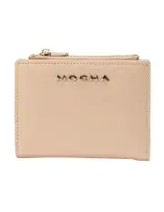 [Mocha] Kristin Mini Leather Wallet in Cream