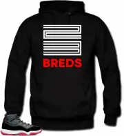 Shirt to Match Jordan 11 Bred 2019- Breds 23 Black Hoodie