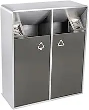 Outdoor Trash Can 38L/80L Outdoor Garbage Can Double Barrels Square Metal Two-Color Garbage Can, Modern Household Commercial Garbage Cans (with Ashtray) Outside Garbage can(Large)