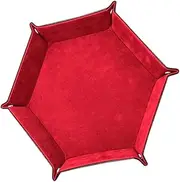 Vaguelly Dice Tray Storage Box Hexagon Foldable Leather Material for Mobiles Watches Keys and Jewelry