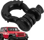 Tow Winch Shackle | 3/4 D Ring Shackle - 41887 Lbs Break Strength Tow Strap Large Bow Shackle with Isolator Washer for Road Car